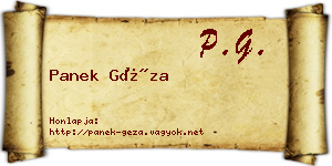 Panek Géza névjegykártya
