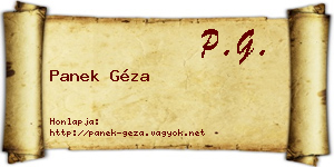 Panek Géza névjegykártya